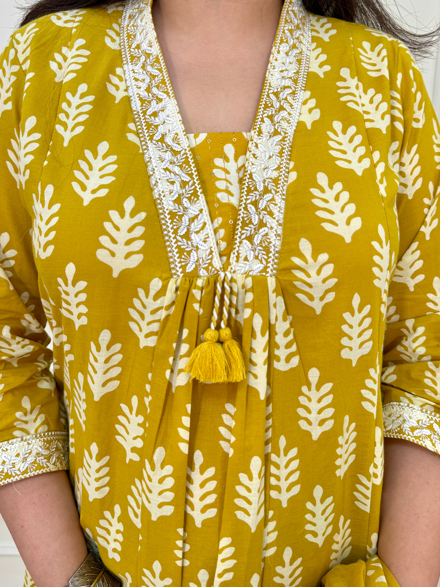 Baatik Kurti Set-Yellow Colour