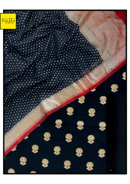 Black Colour Pure Chanderi Banarasi Suit