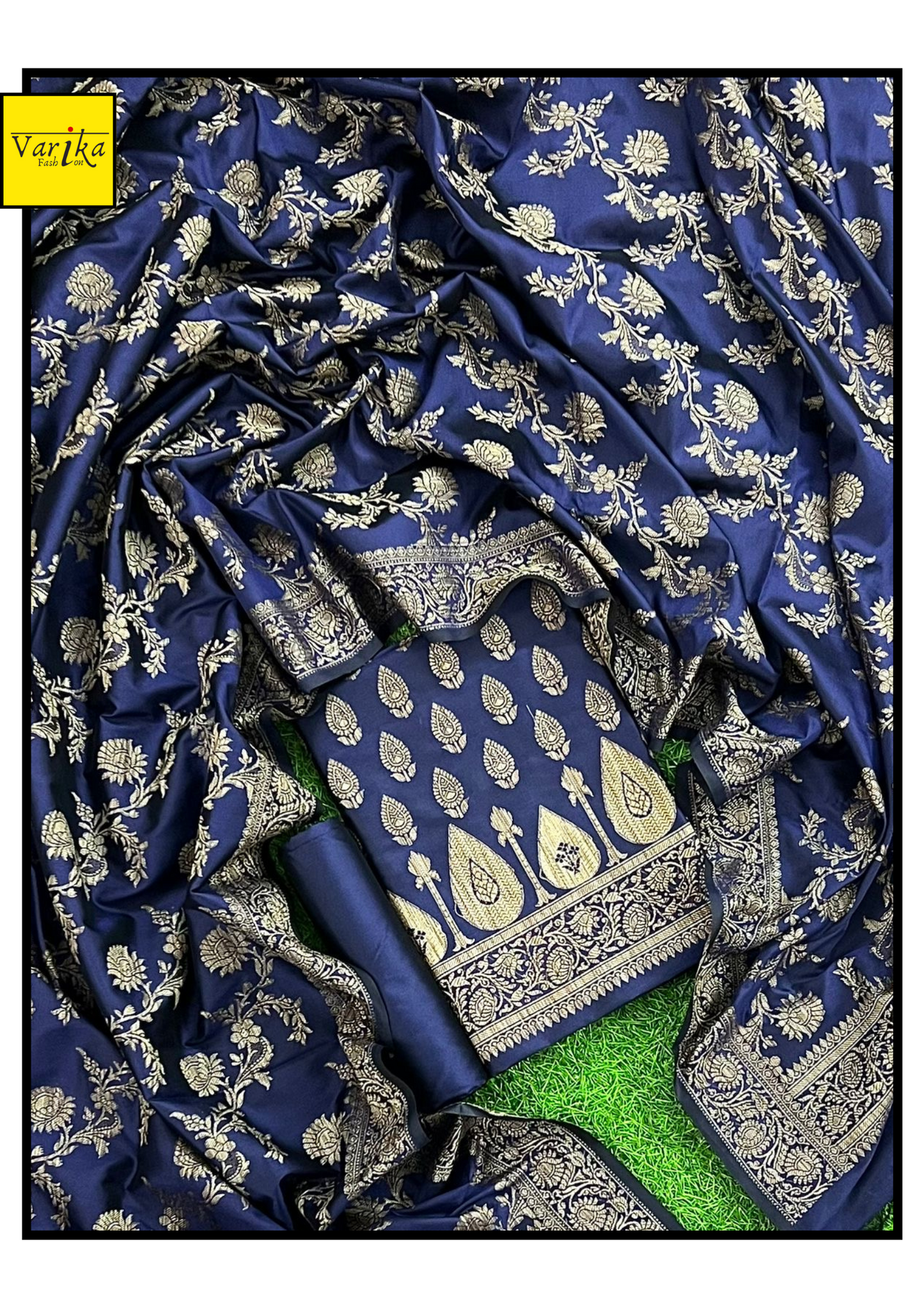 Banarasi Semi Silk Unstitched Suit with Heavy Dupatta