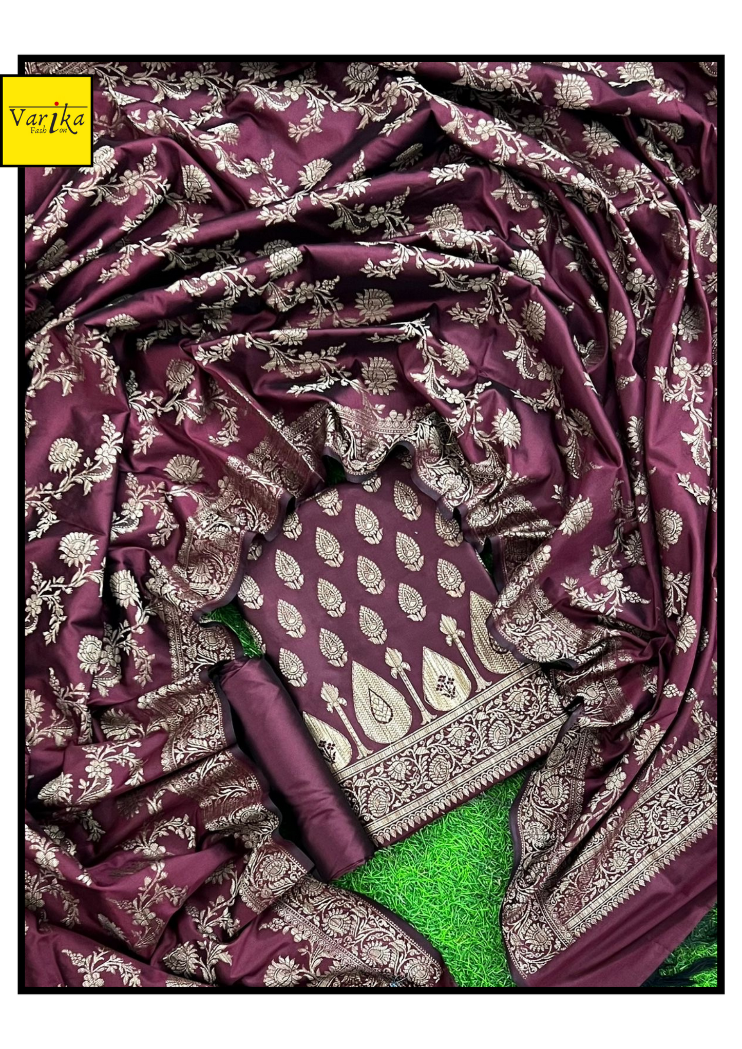 Banarasi Semi Silk Unstitched Suit with Heavy Dupatta