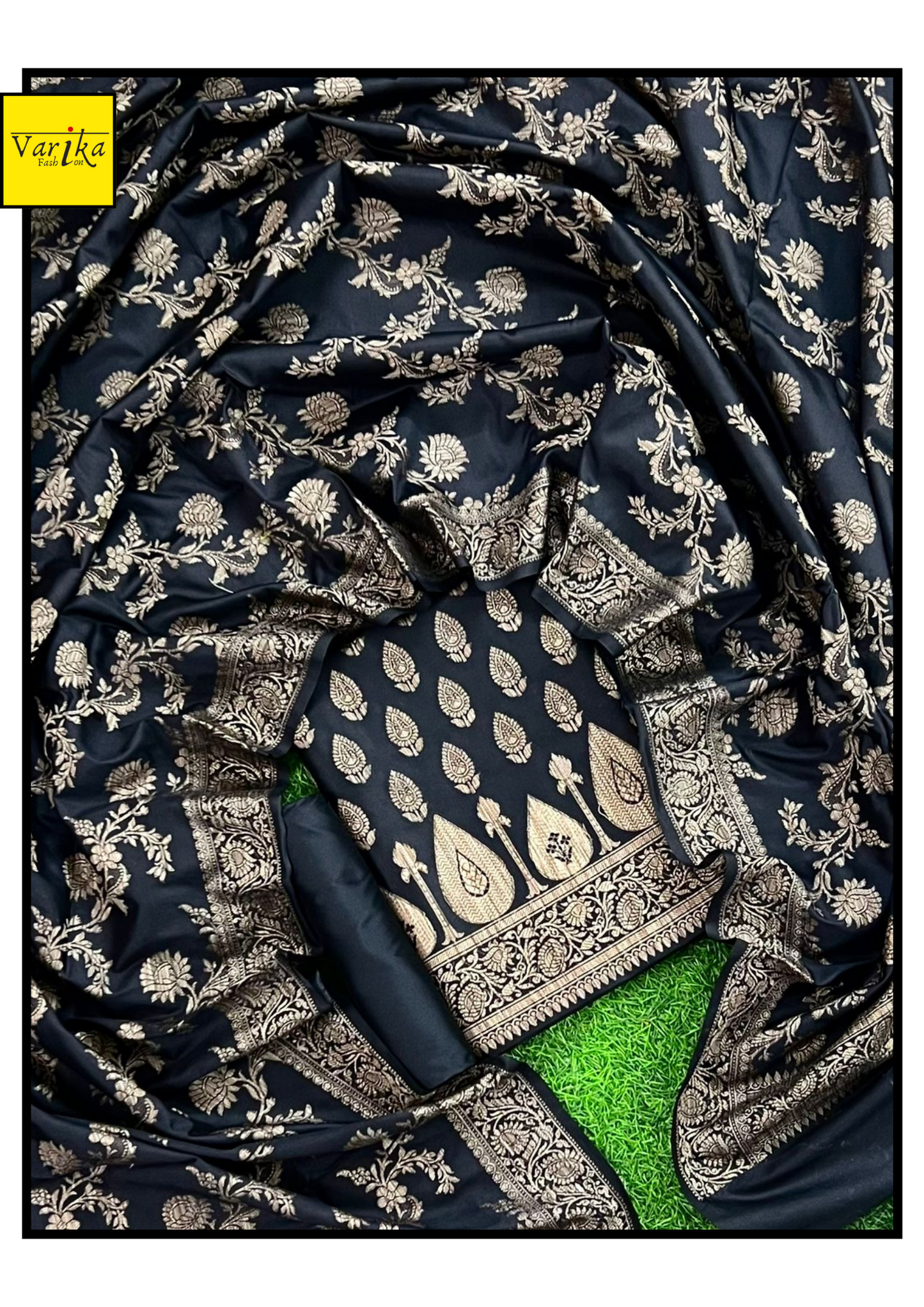 Banarasi Semi Silk Unstitched Suit with Heavy Dupatta