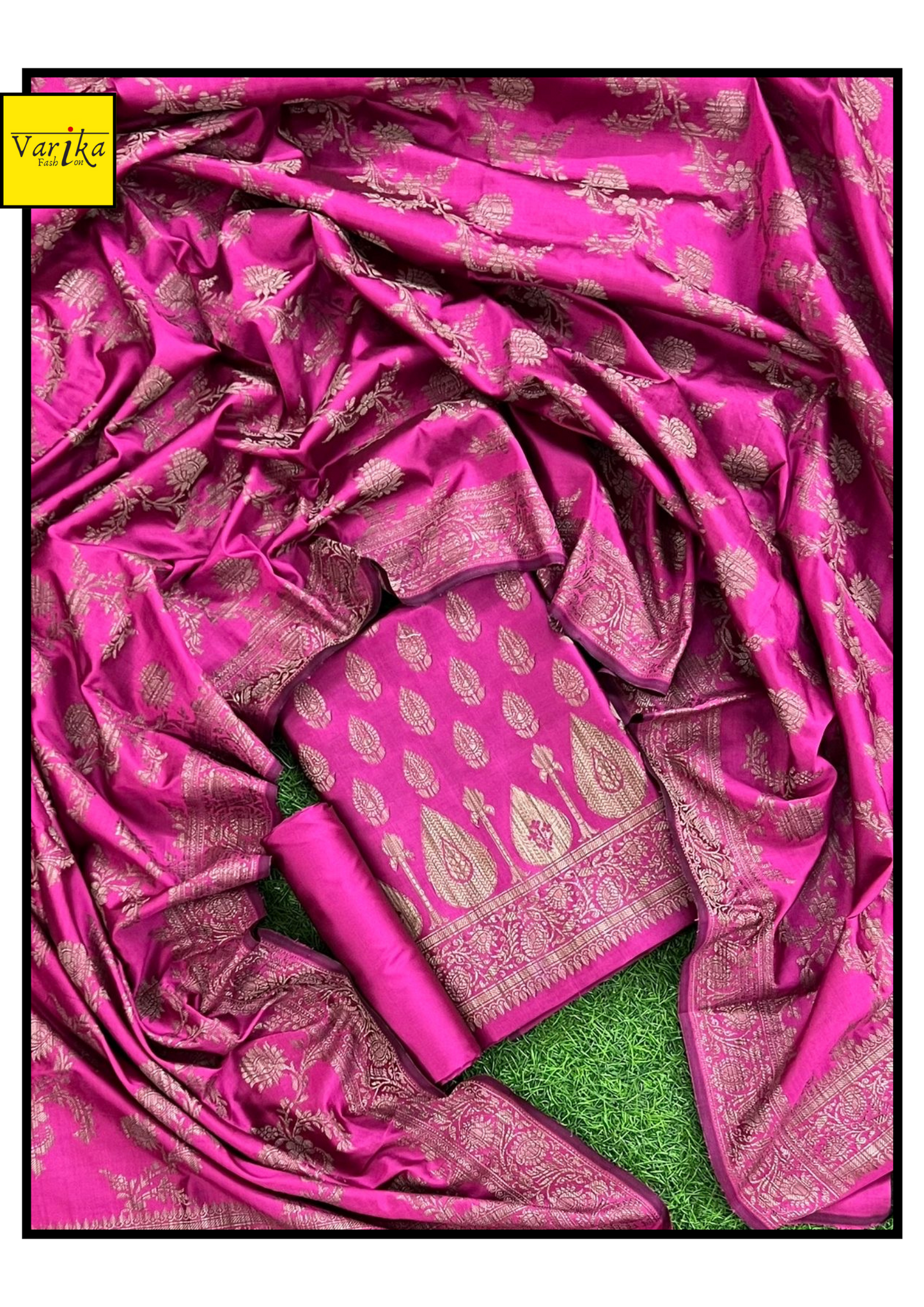 Banarasi Semi Silk Unstitched Suit with Heavy Dupatta