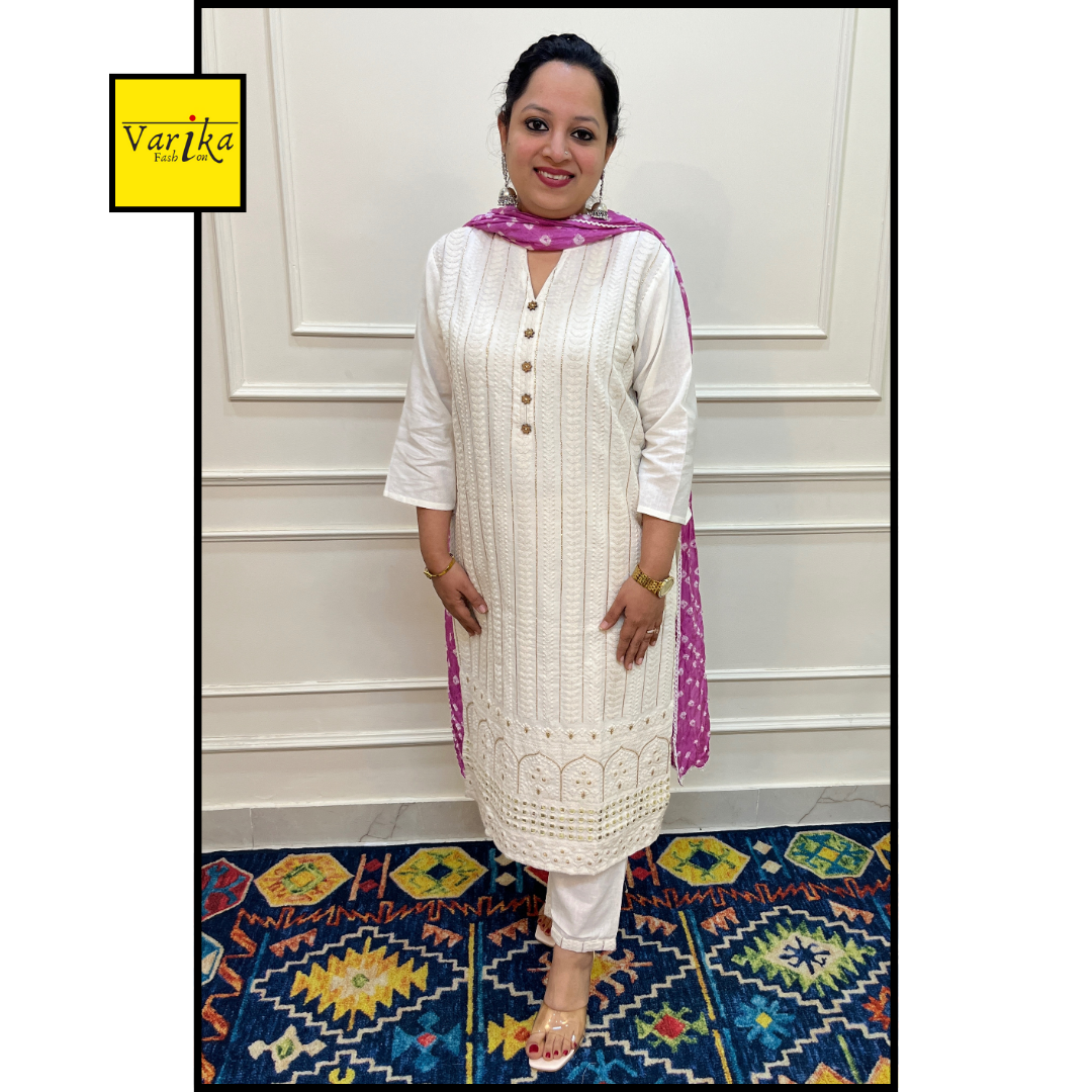 Cotton Flex 3 Piece Suit with Bandhani Dupatta