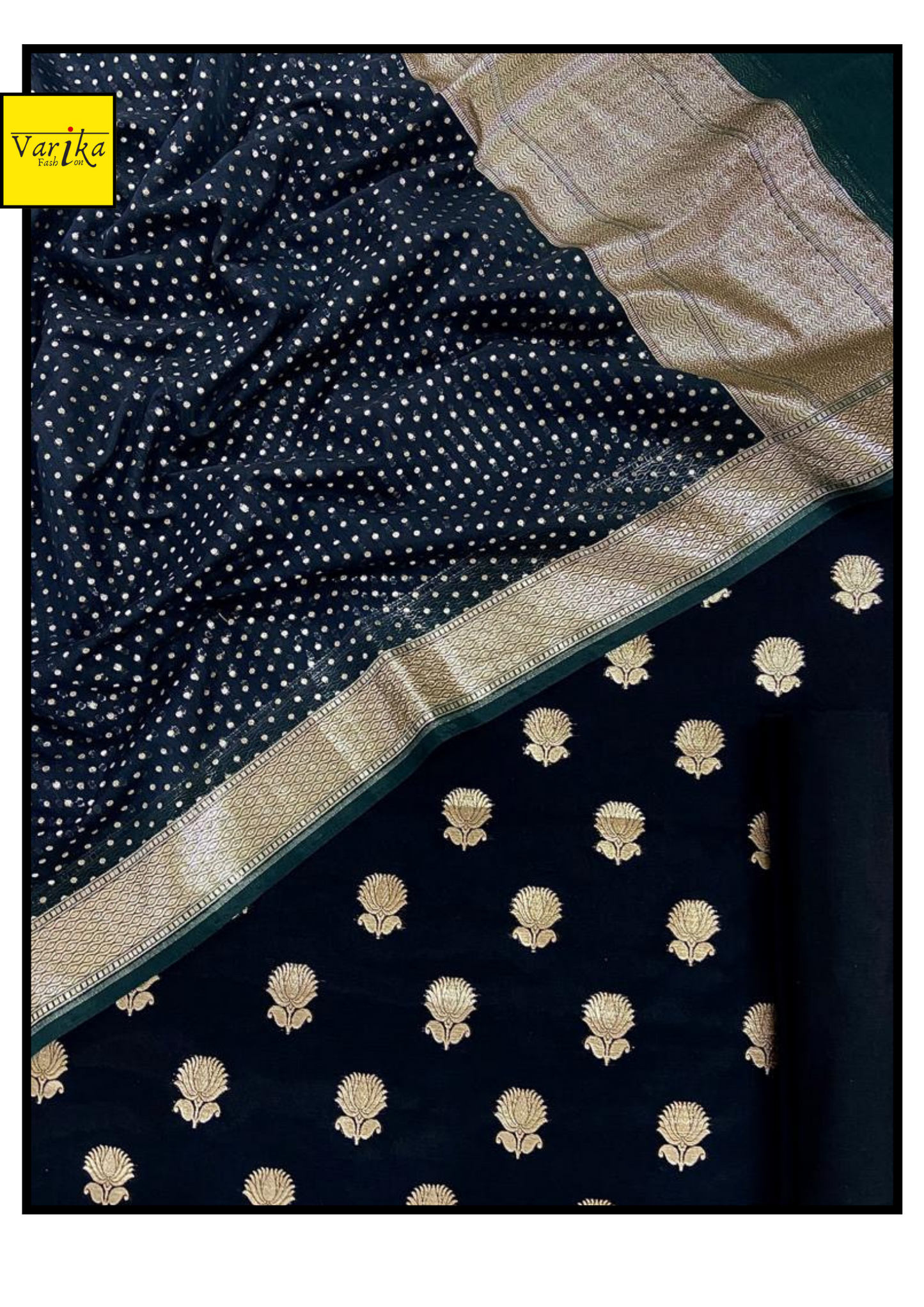 Black Colour Pure Chanderi Banarasi Suit