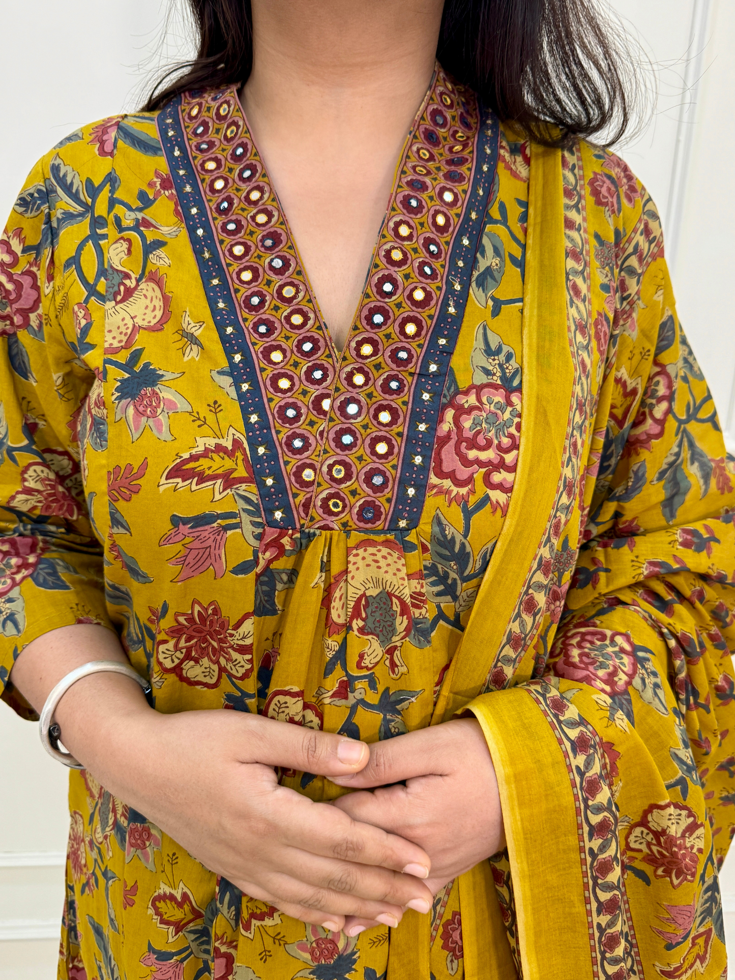 Bagicha A line Suit set-Yellow Colour