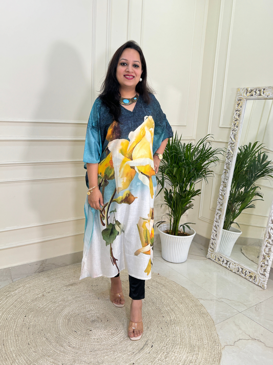 Ziaana Kaftan Collection-Yellow Flower