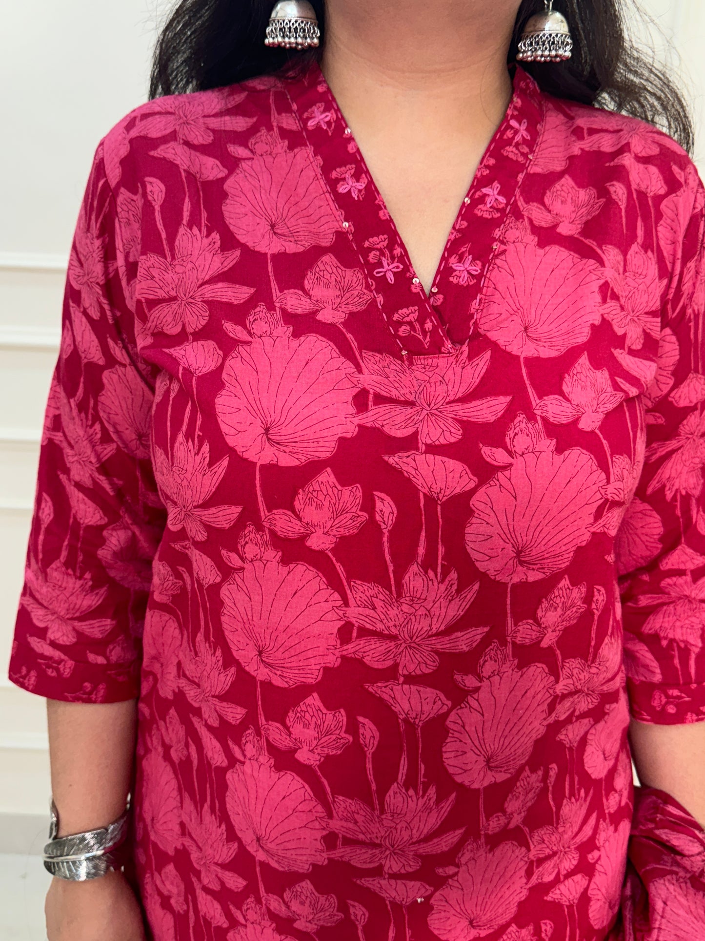 Inara Daily Wear Suit Set-Red Colour