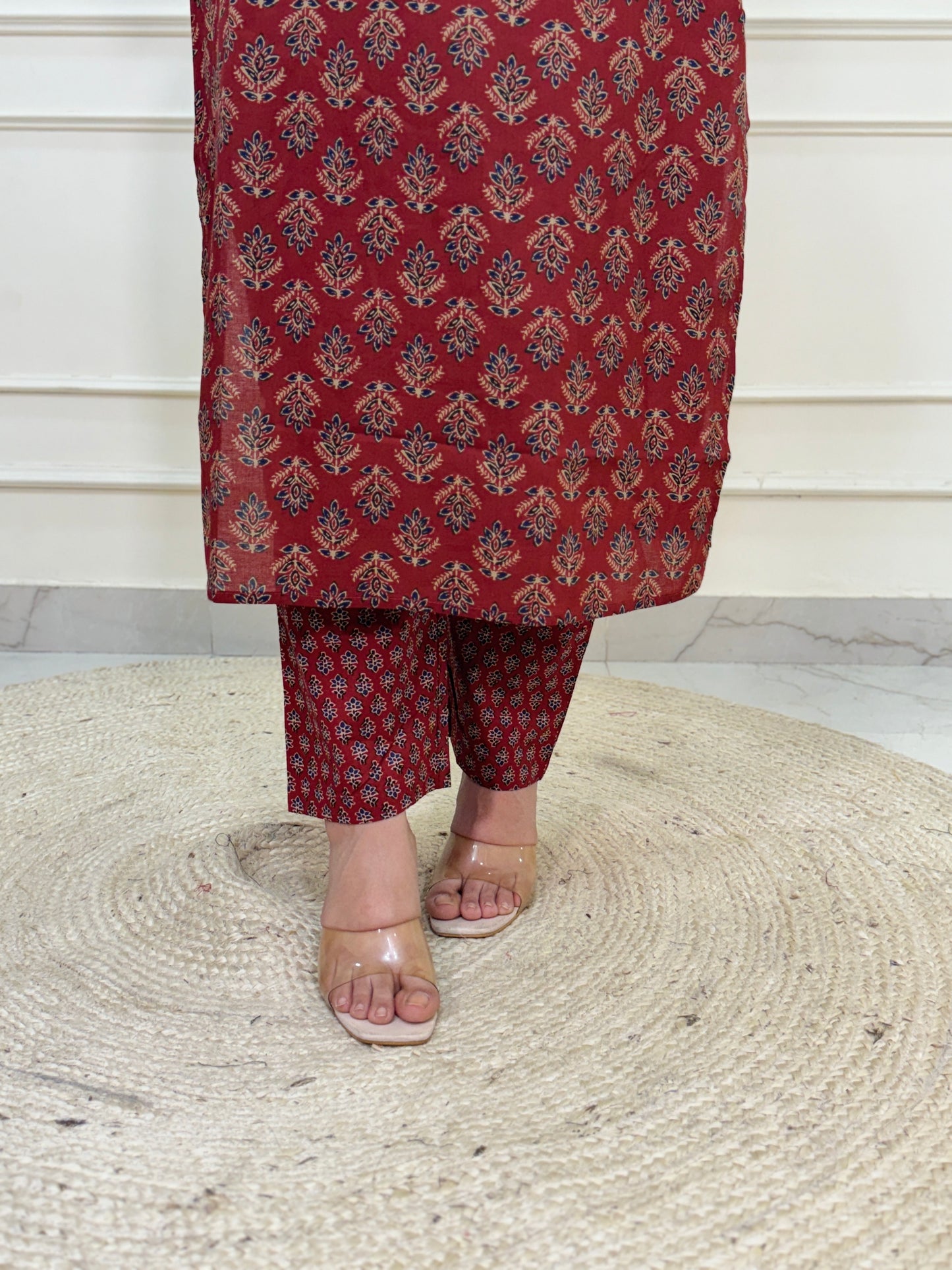 Jahan Maroon 3 piece premium Cotton Suit Set- Maroon