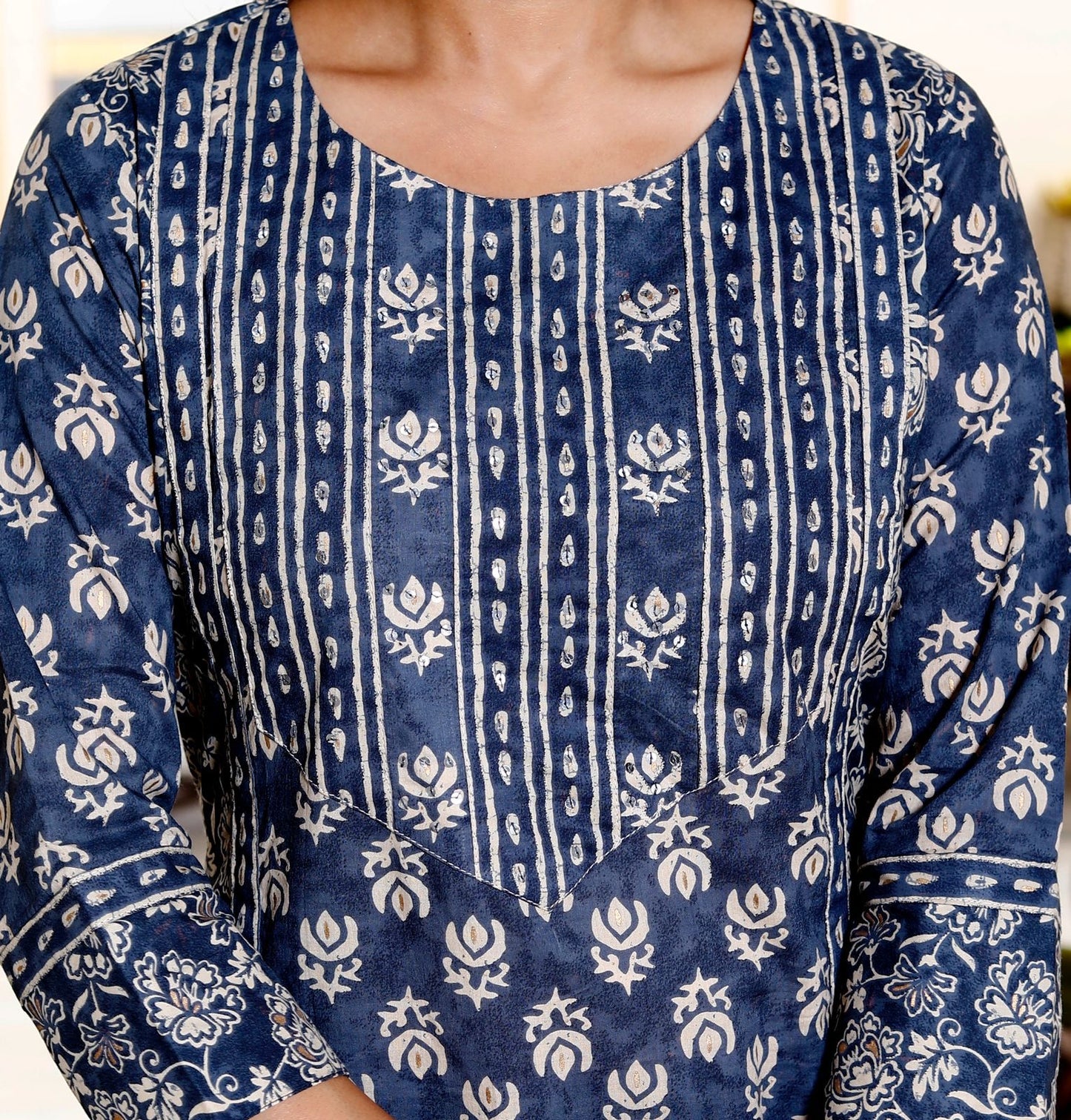 Riwaa Pure Cotton Indigo Suit Set-Blue