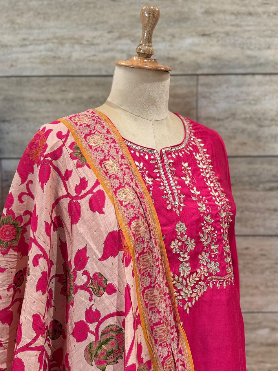 Sitara Hand Embroidered Silk Suit Set - Pink