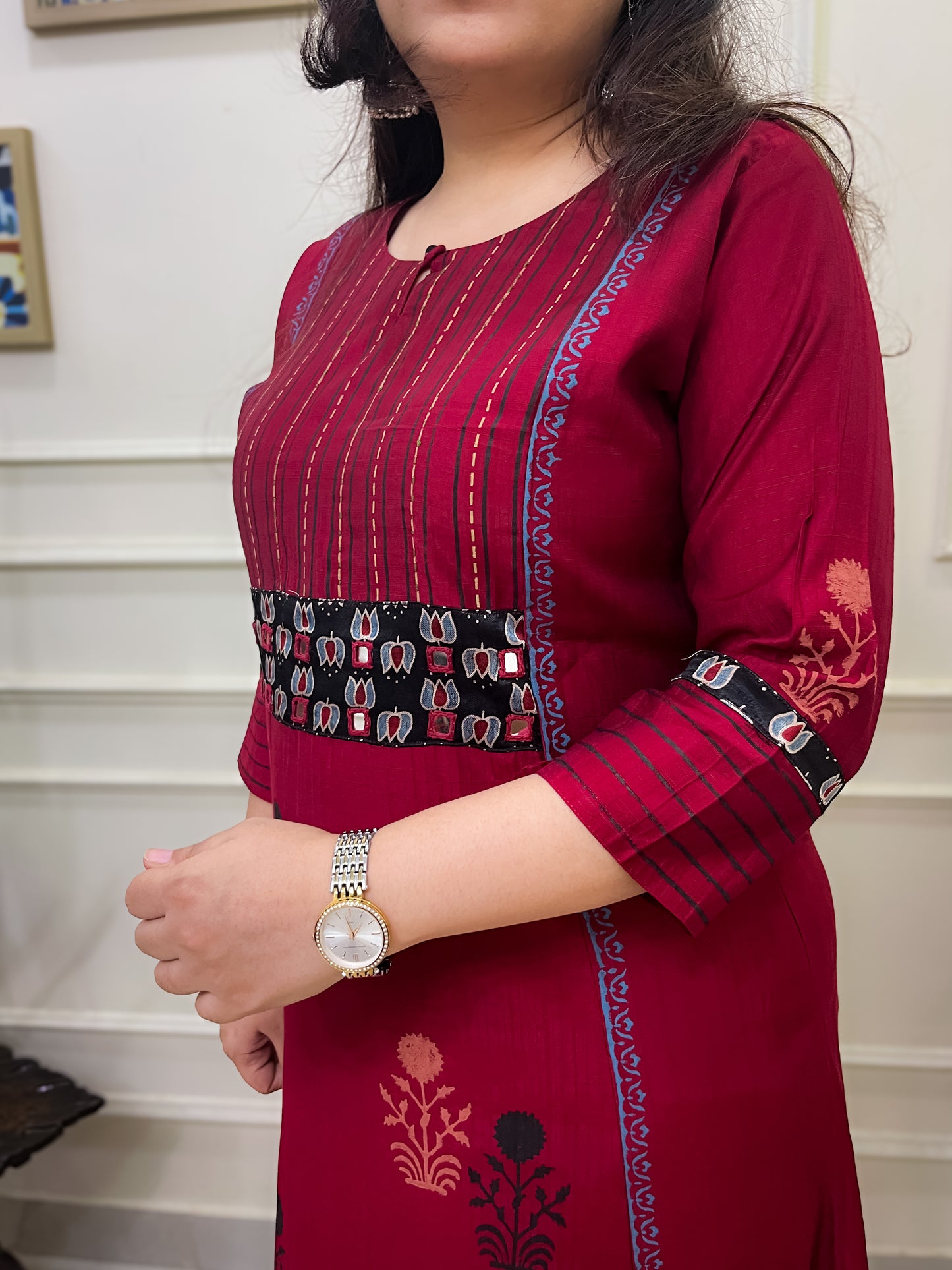 Red Aline 2 piece premium Silk Cotton Suit Set- Red
