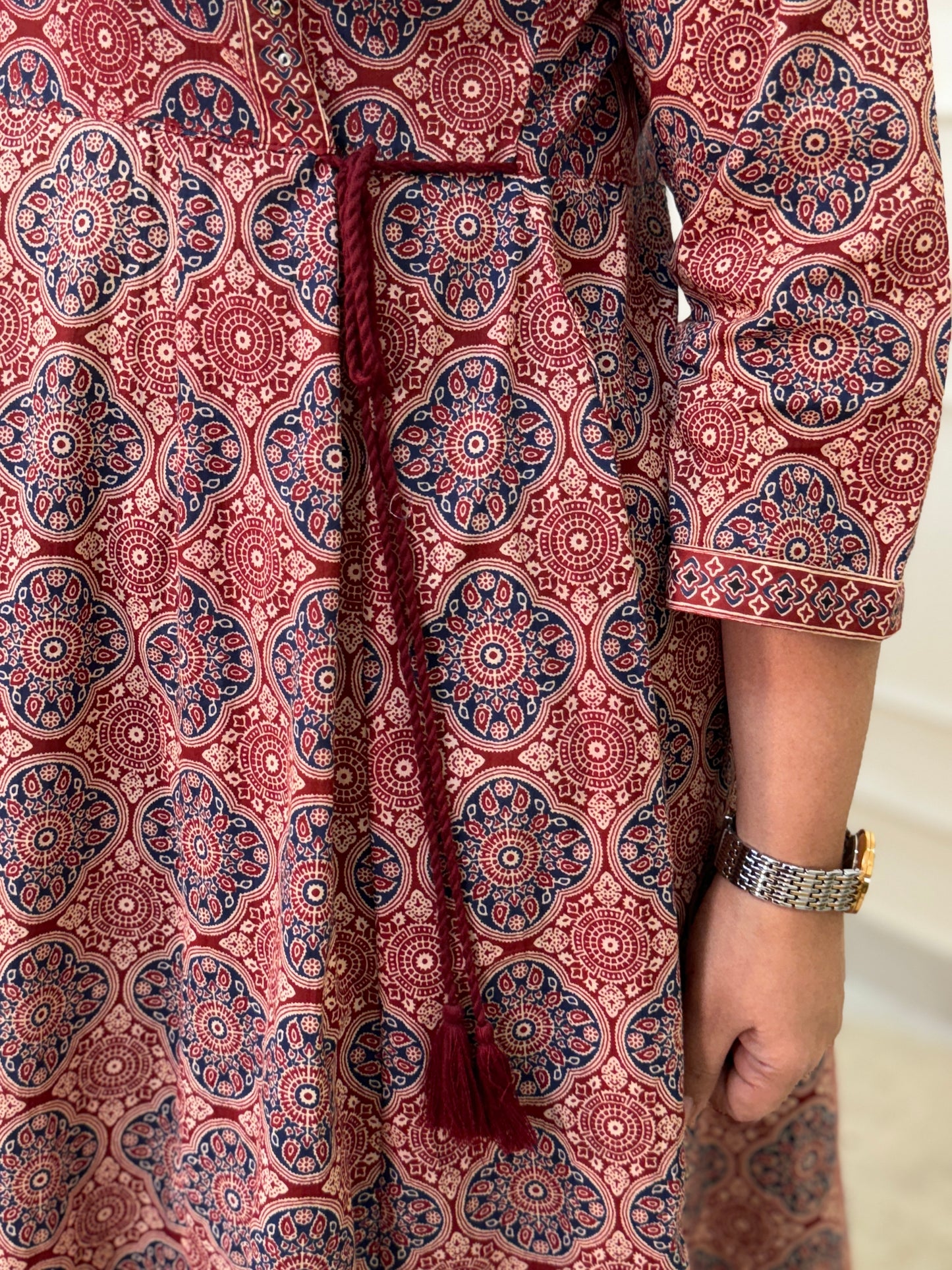 Farhat Kalamkari Anarkali Suit set-Red Colour