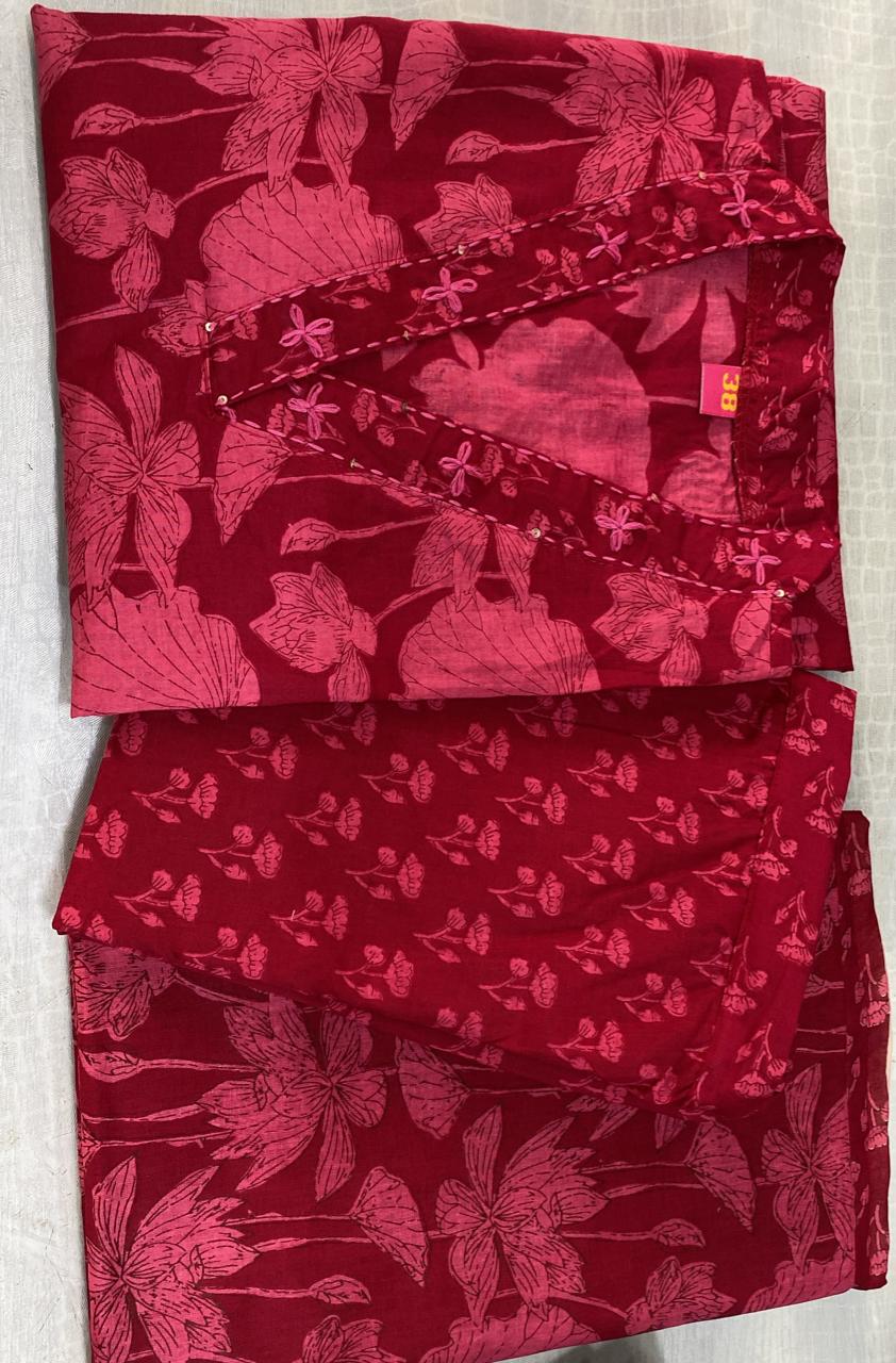 Inara Daily Wear Suit Set-Red Colour