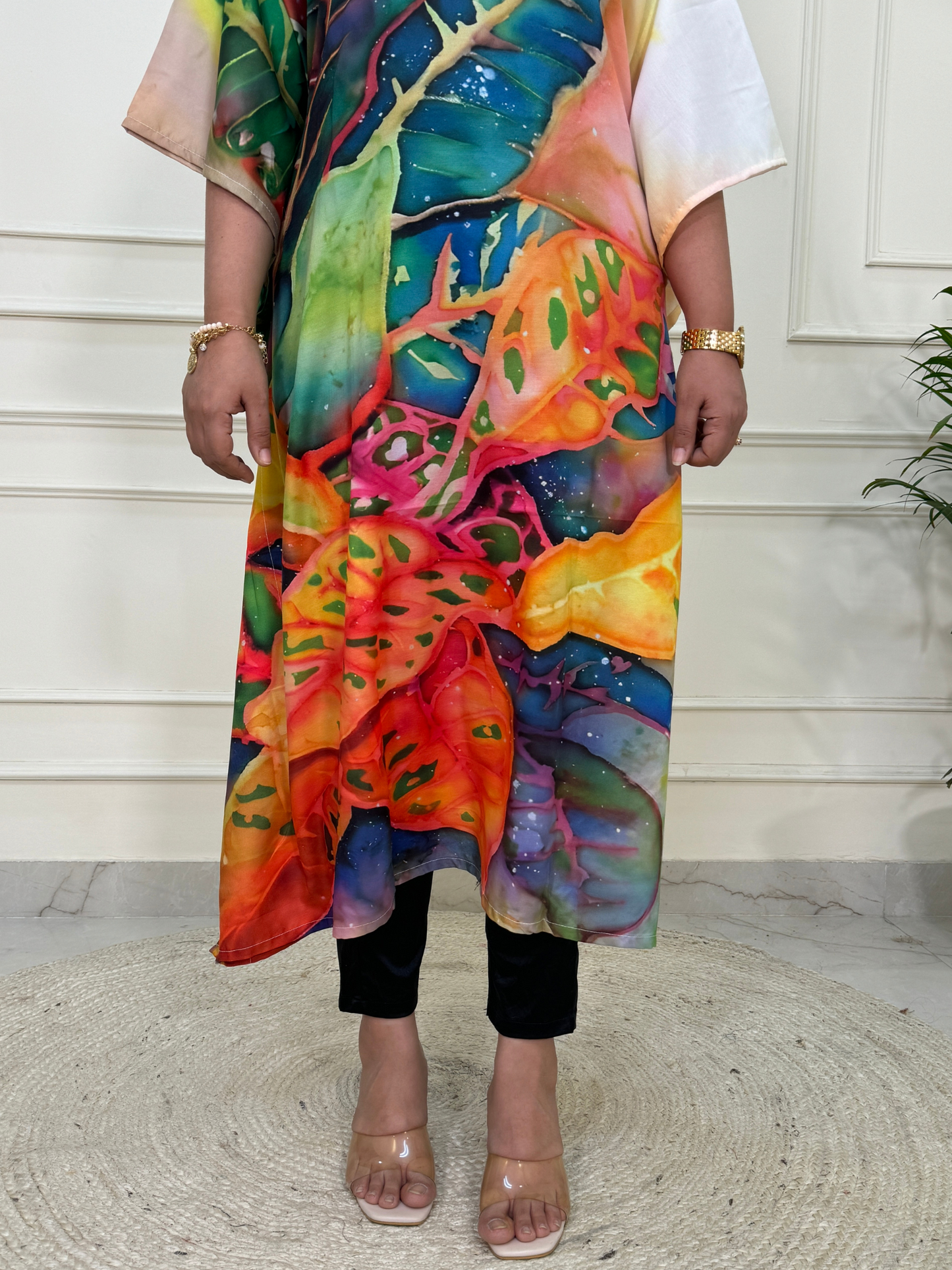 Ziaana Kaftan Collection- Multicolour Leaf