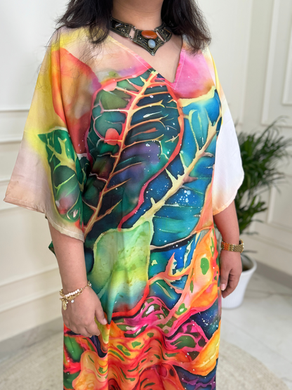 Ziaana Kaftan Collection- Multicolour Leaf