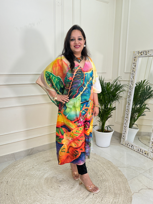 Ziaana Kaftan Collection- Multicolour Leaf