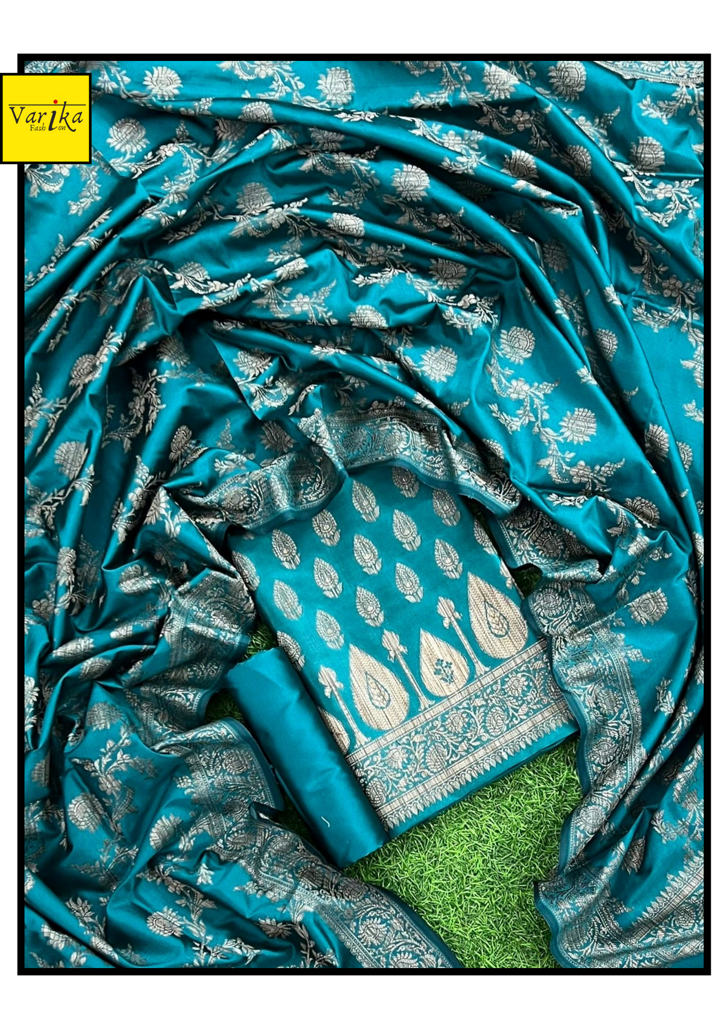 Banarasi Semi Silk Unstitched Suit with Heavy Dupatta
