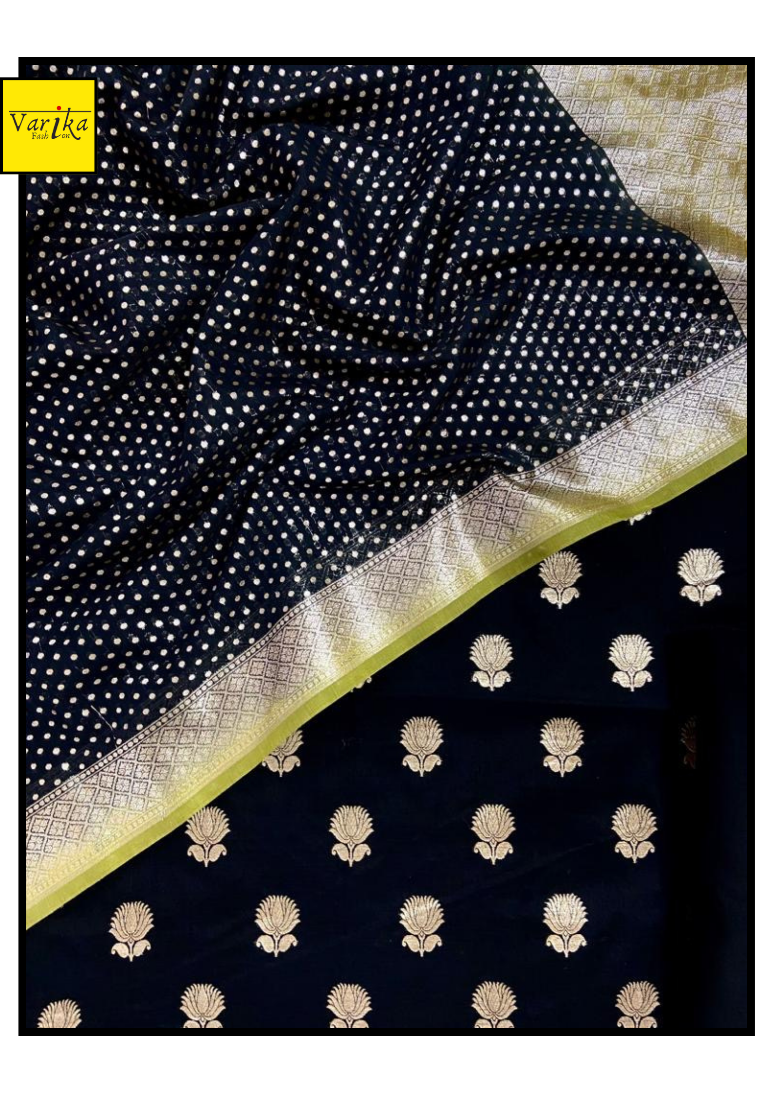 Black Colour Pure Chanderi Banarasi Suit