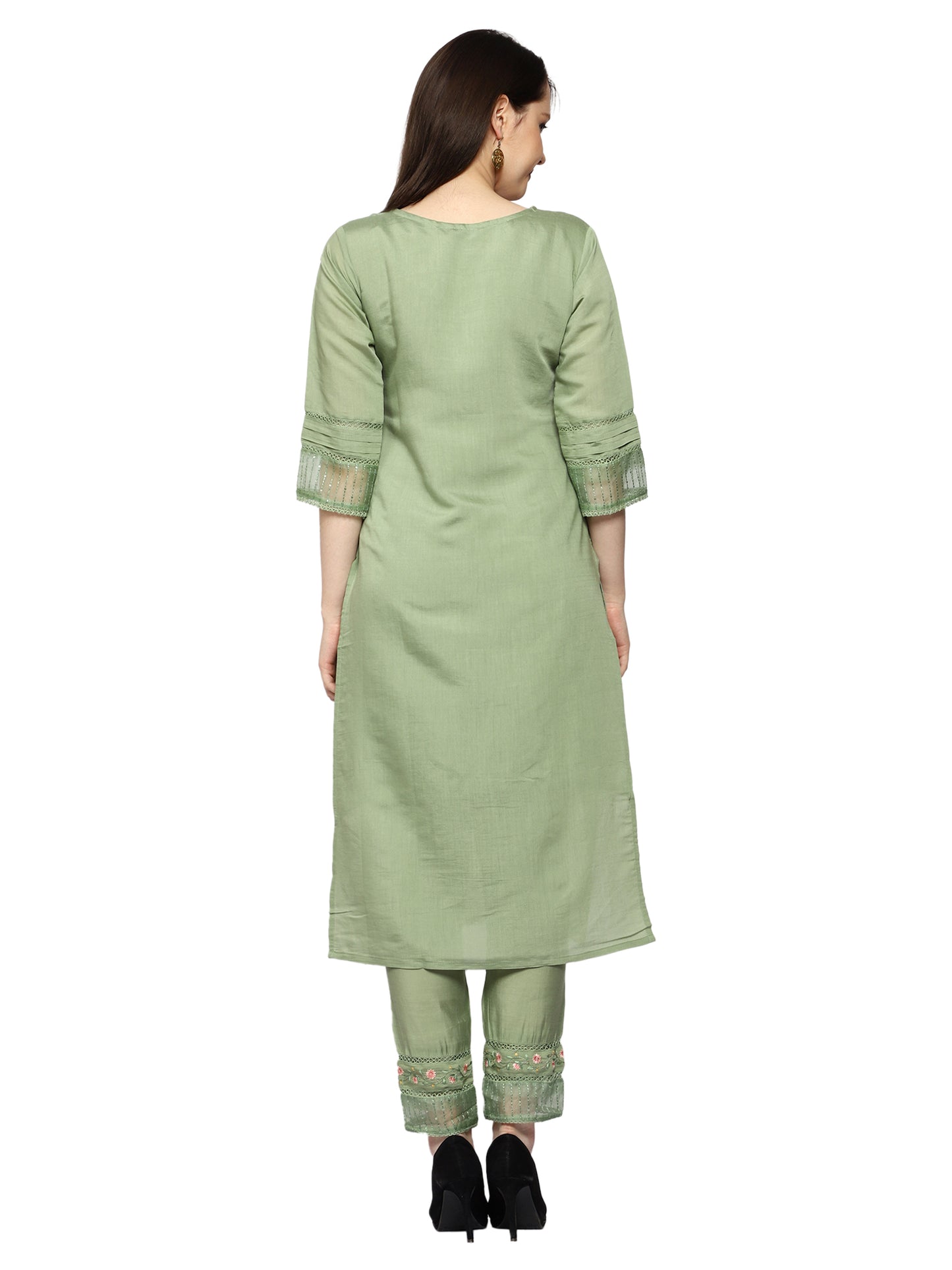 Party Wear Pakistani Suit in Green Colour